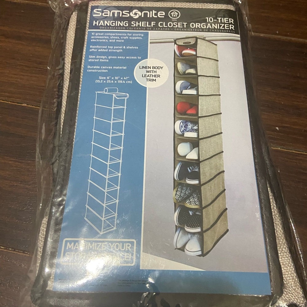 Samsonite Linen Hanging Shelf Closet Organizer 10-Tier